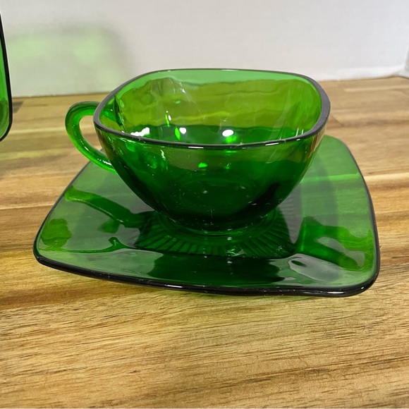 Vintage Anchor Hocking Forest Green 5 Various Pieces - Picture 6 of 9